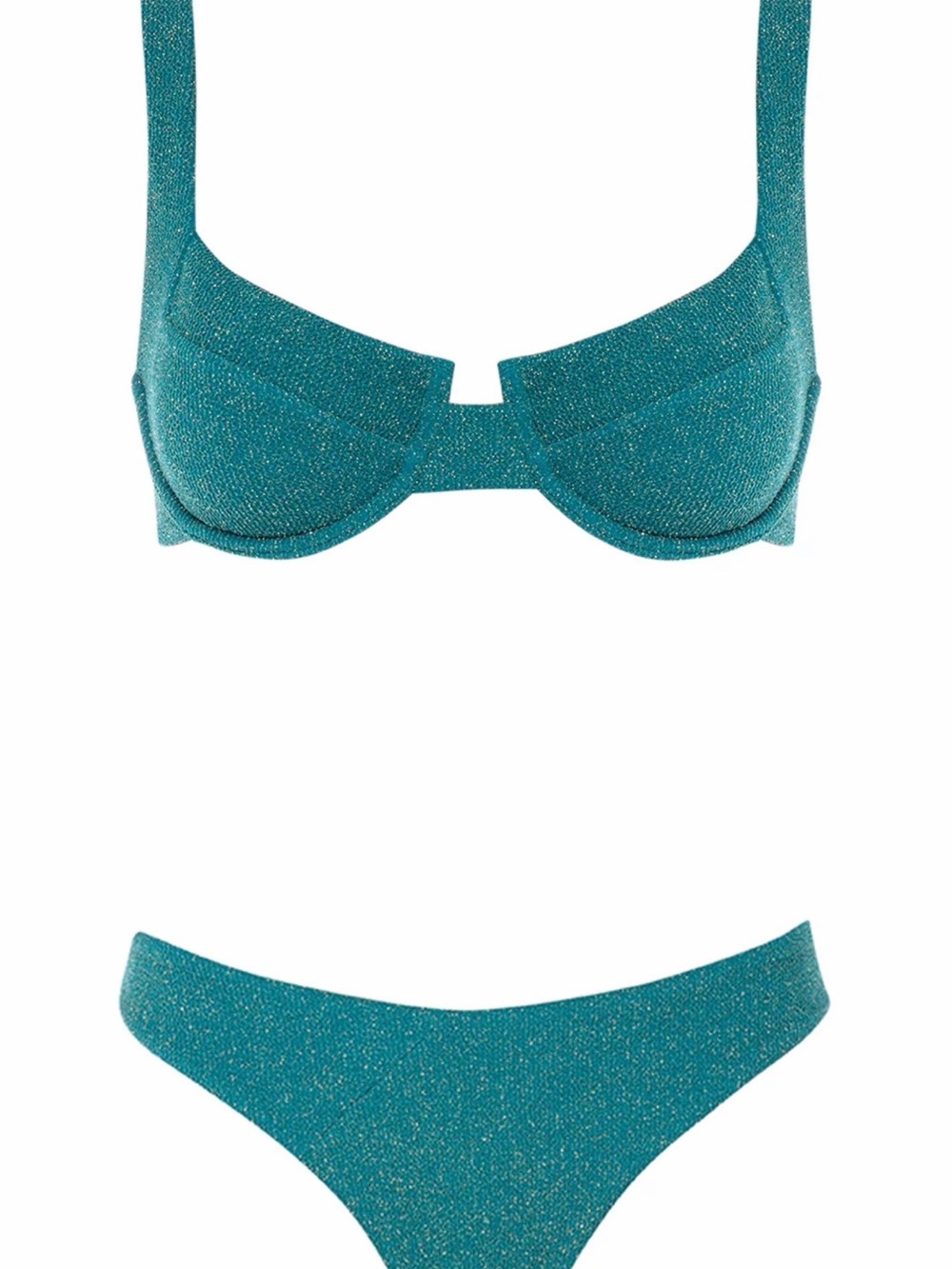 Shimmery Teal Underwire Bikini Set - Women Swim